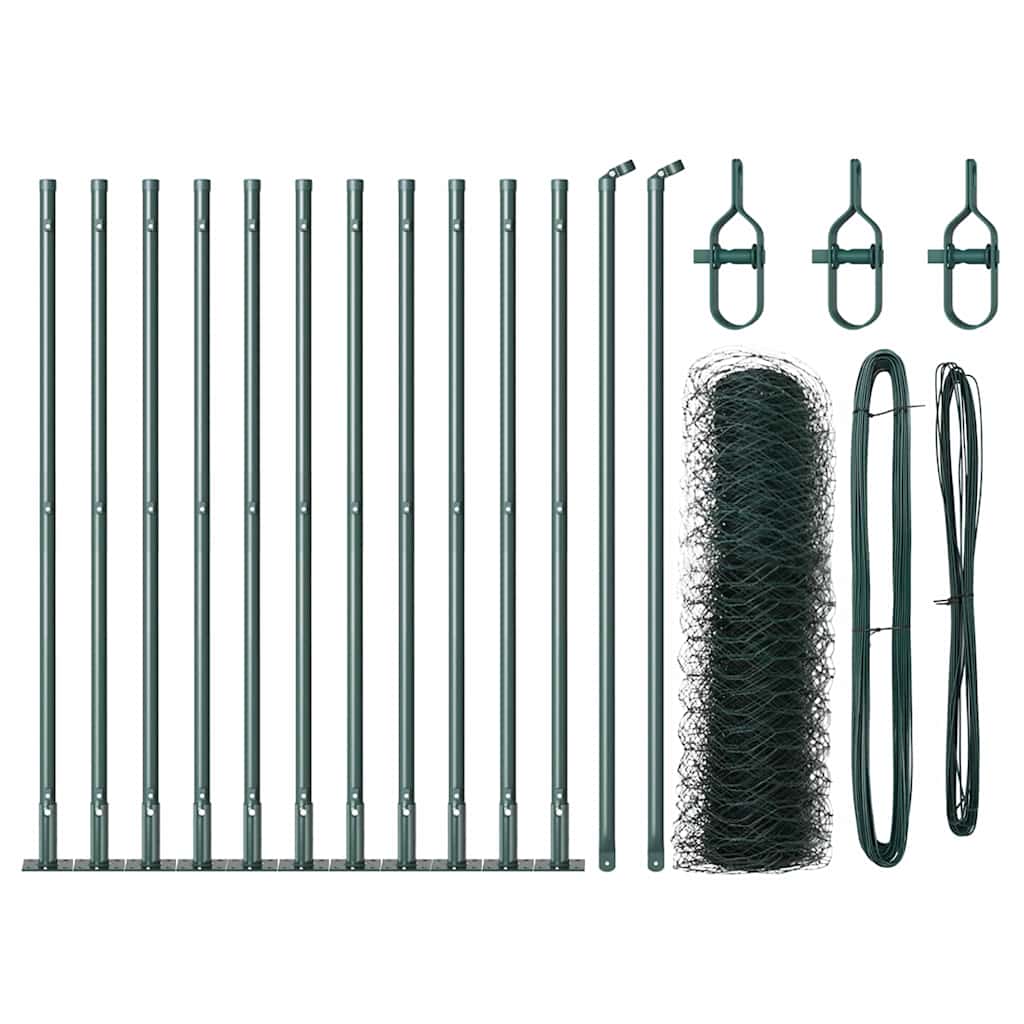 Hecke met palen Groen 0,5 x 25 m PVC-gecoat staal