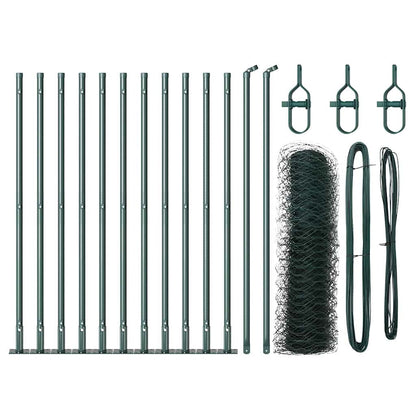 Hecke met palen Groen 0,5 x 25 m PVC-gecoat staal