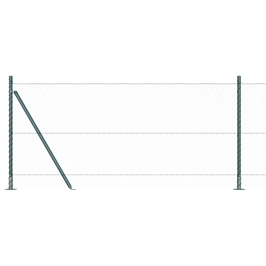 Afrasteringspaal Groen 25 x 0,8 m (25 mm gaas) Staal en PVC
