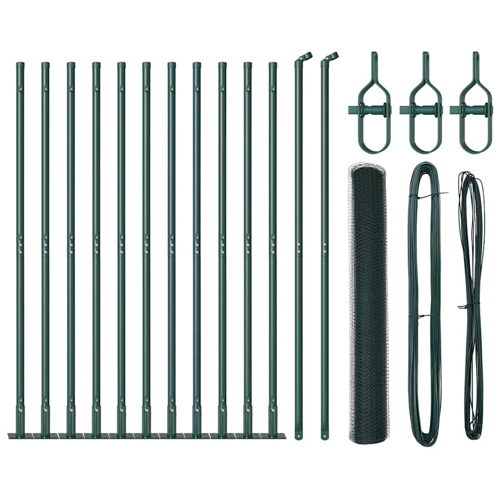 Afrasteringspaal Groen 25 x 0,8 m (25 mm gaas) Staal en PVC