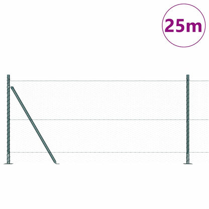 Afrasteringspaal Groen 25 x 0,8 m (25 mm gaas) Staal en PVC