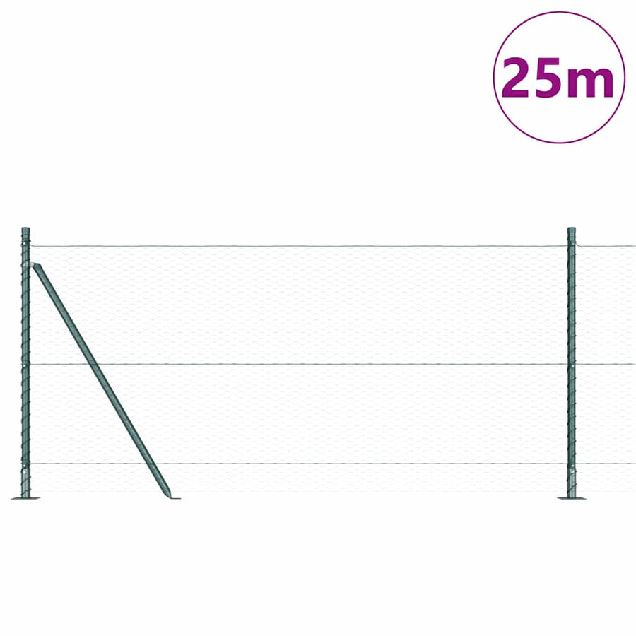 Afrasteringspaal Groen 25 x 0,8 m (25 mm gaas) Staal en PVC