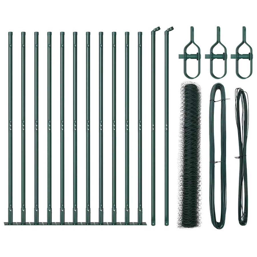 Afrasteringspaal Groen 25 x 0,8 m (36 mm gaas) Staal en PVC