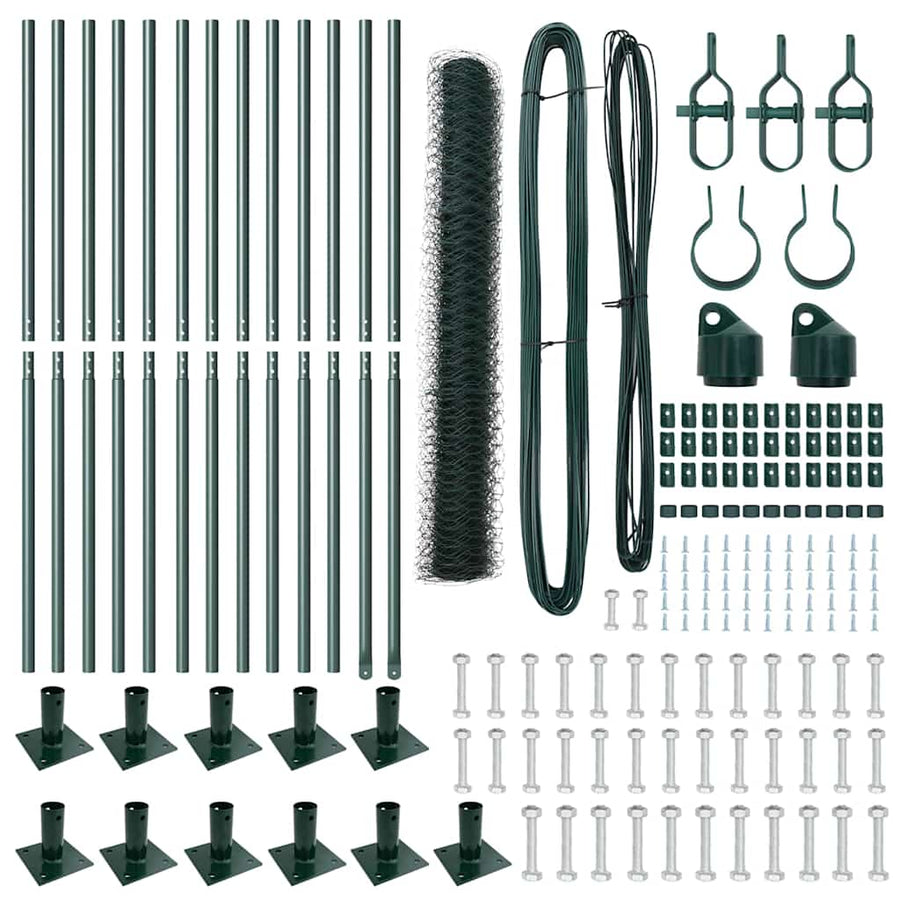 Afrasteringspaal Groen 25 x 0,8 m (36 mm gaas) Staal en PVC
