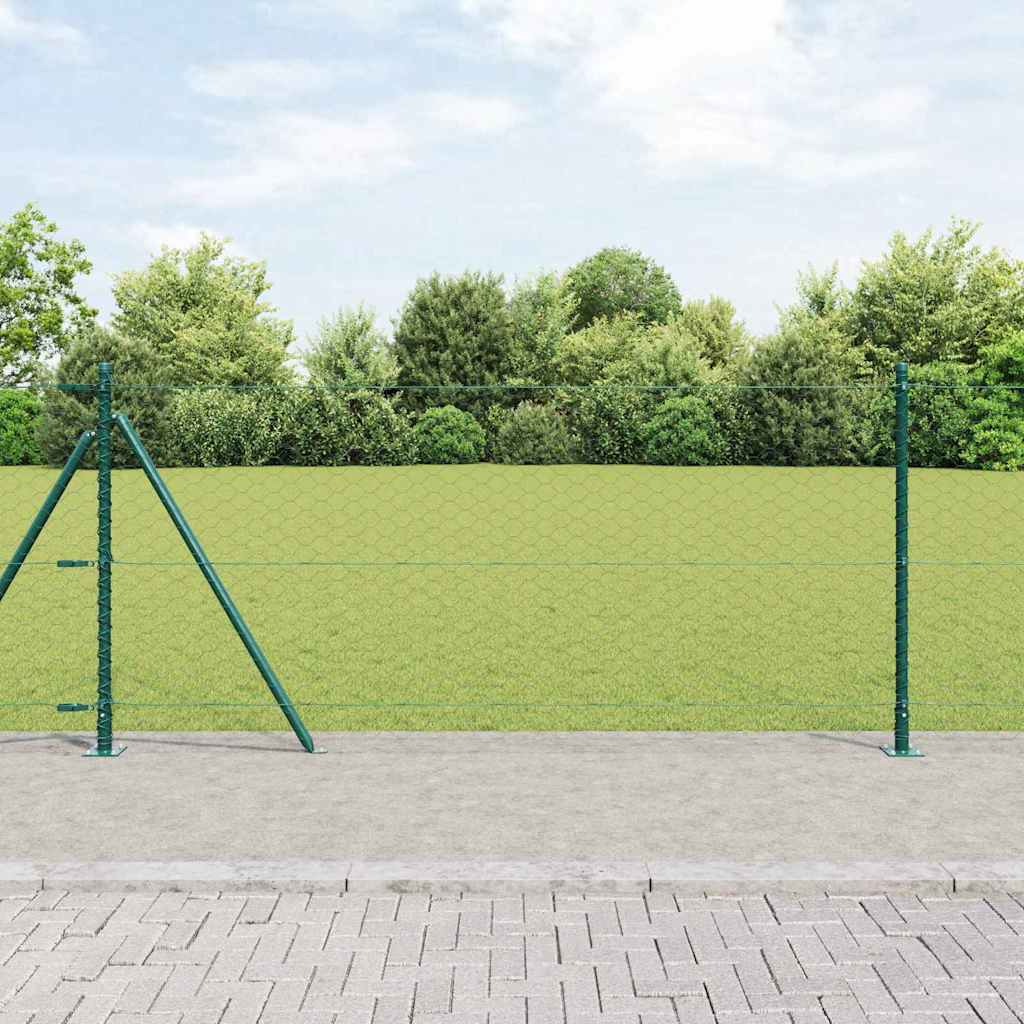 Afrasteringspaal Groen 25 x 0,8 m (50 mm gaas) Staal en PVC
