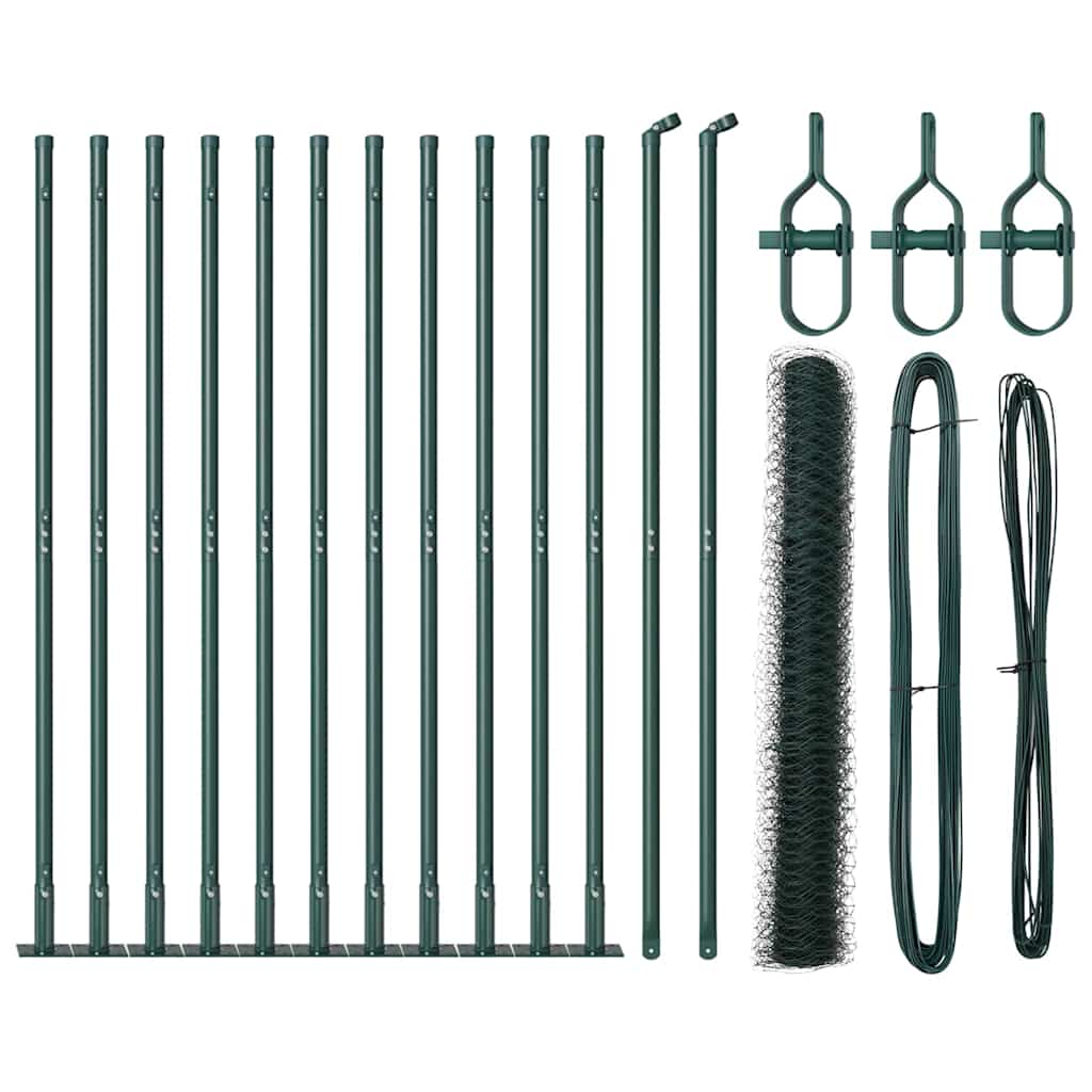 Afrasteringspaal Groen 25 x 0,8 m (50 mm gaas) Staal en PVC