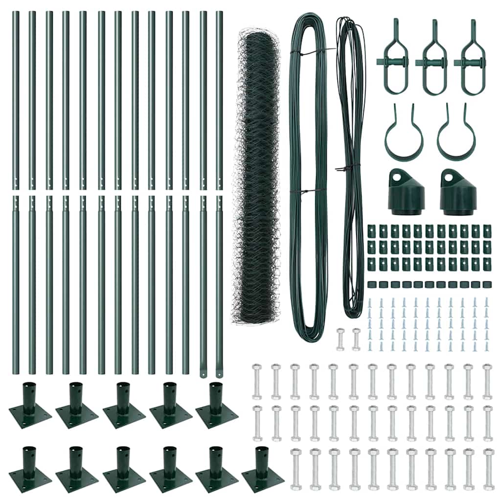 Afrasteringspaal Groen 25 x 0,8 m (50 mm gaas) Staal en PVC