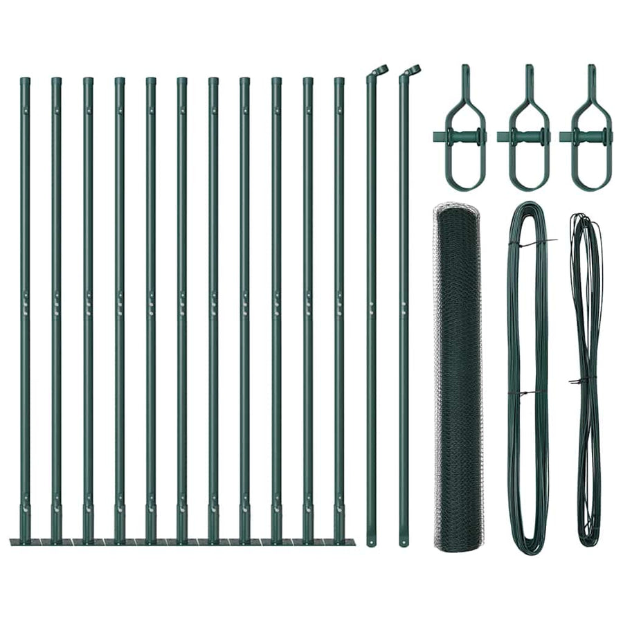 Hecke met palen Groen 1.2 x 25 m PVC-gecoat staal