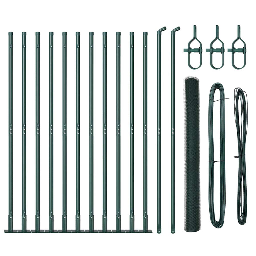 Afrasteringspaal Groen 25 x 1,4 m (13 mm gaas) Staal en PVC