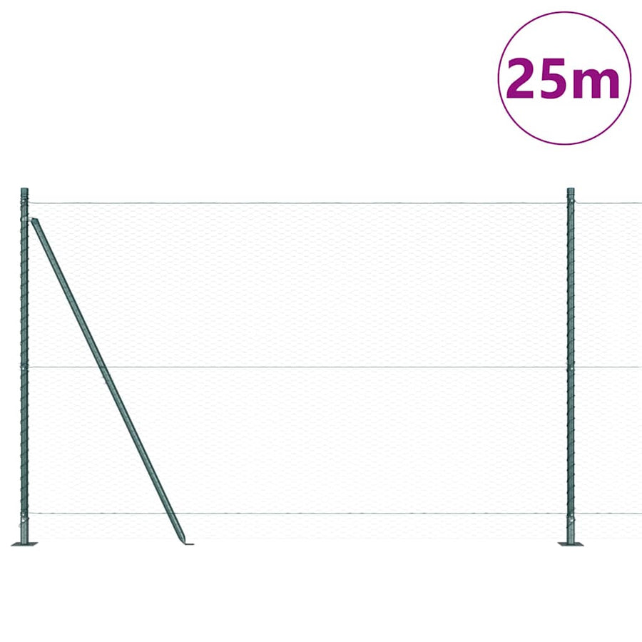 Afrasteringspaal Groen 25 x 1,4 m (25 mm gaas) Staal en PVC