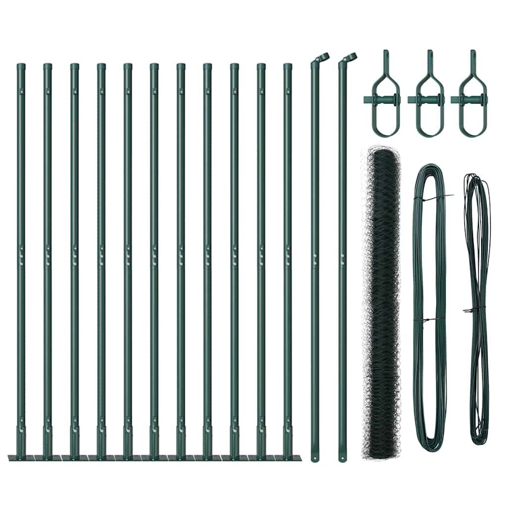 Afrasteringspaal Groen 25 x 1,4 m (36 mm gaas) Staal en PVC