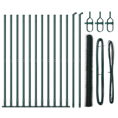 Afrasteringspaal Groen 25 x 1,4 m (36 mm gaas) Staal en PVC