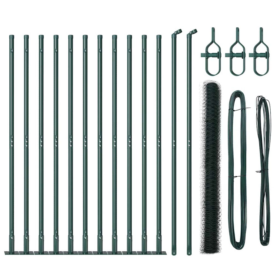 Afrasteringspaal Groen 25 x 1,4 m (36 mm gaas) Staal en PVC