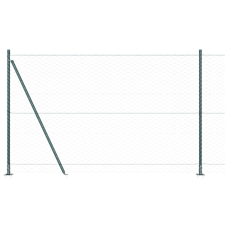 Afrasteringspaal Groen 25 x 1,4 m (50 mm gaas) Staal en PVC