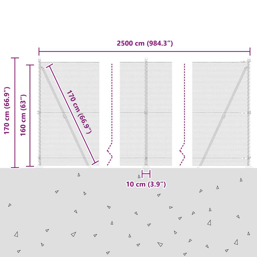 Afrasteringspaal Groen 25 x 1,6 m (13 mm gaas) Staal en PVC