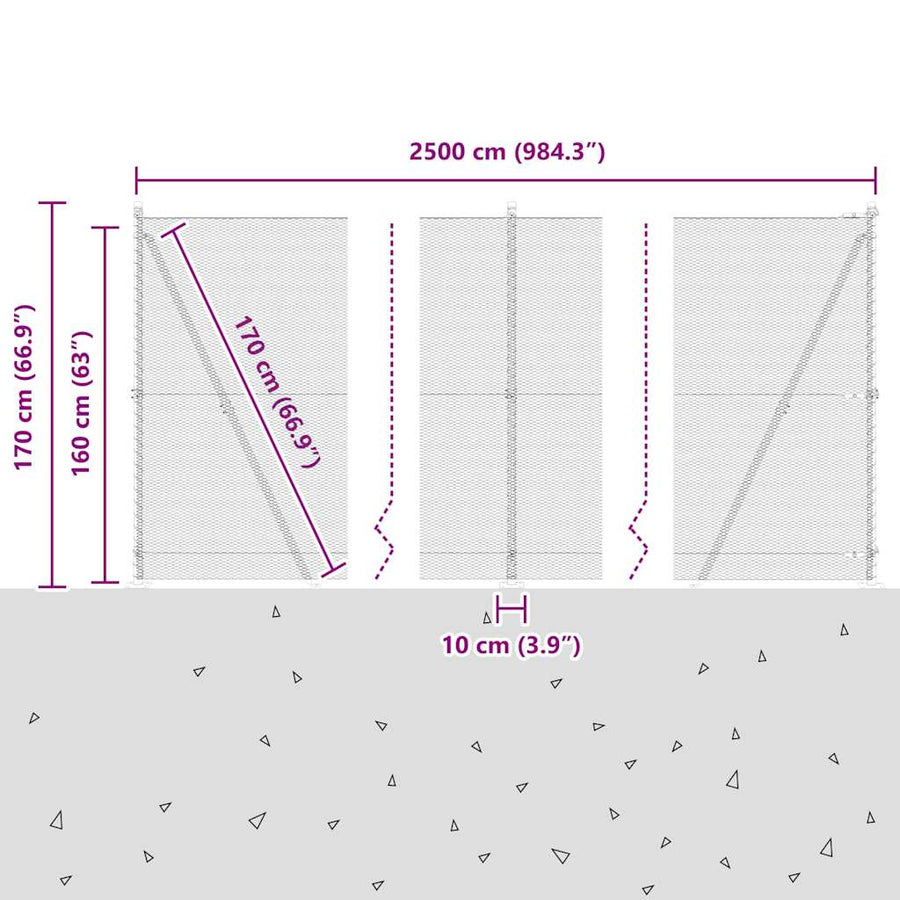 Afrasteringspaal Groen 25 x 1,6 m (13 mm gaas) Staal en PVC