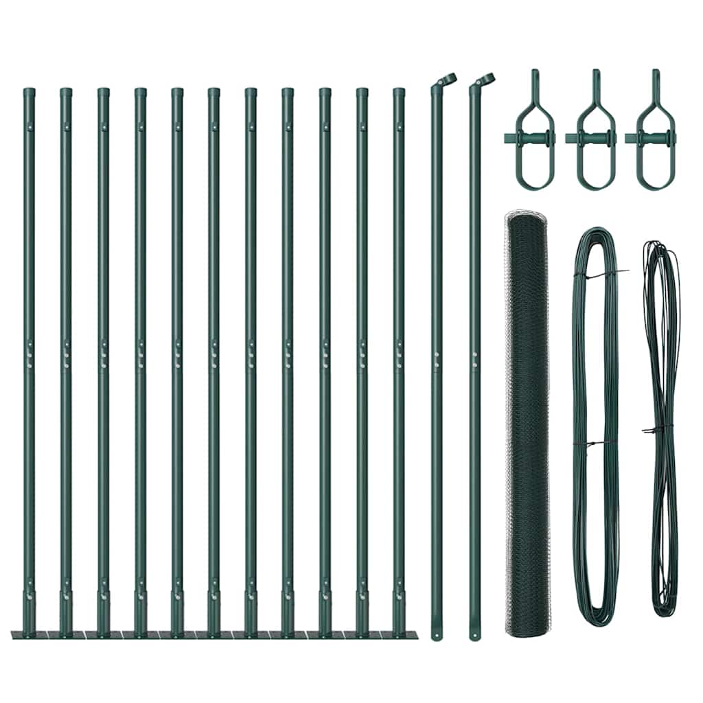 Afrasteringspaal Groen 25 x 1,6 m (25 mm gaas) Staal en PVC