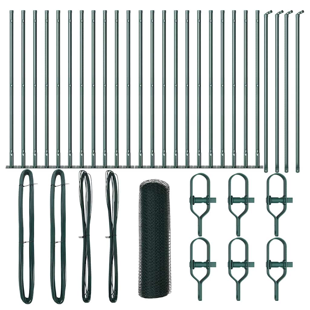 Afrasteringspaal Groen 50 x 1 m (13 mm gaas) Staal en PVC