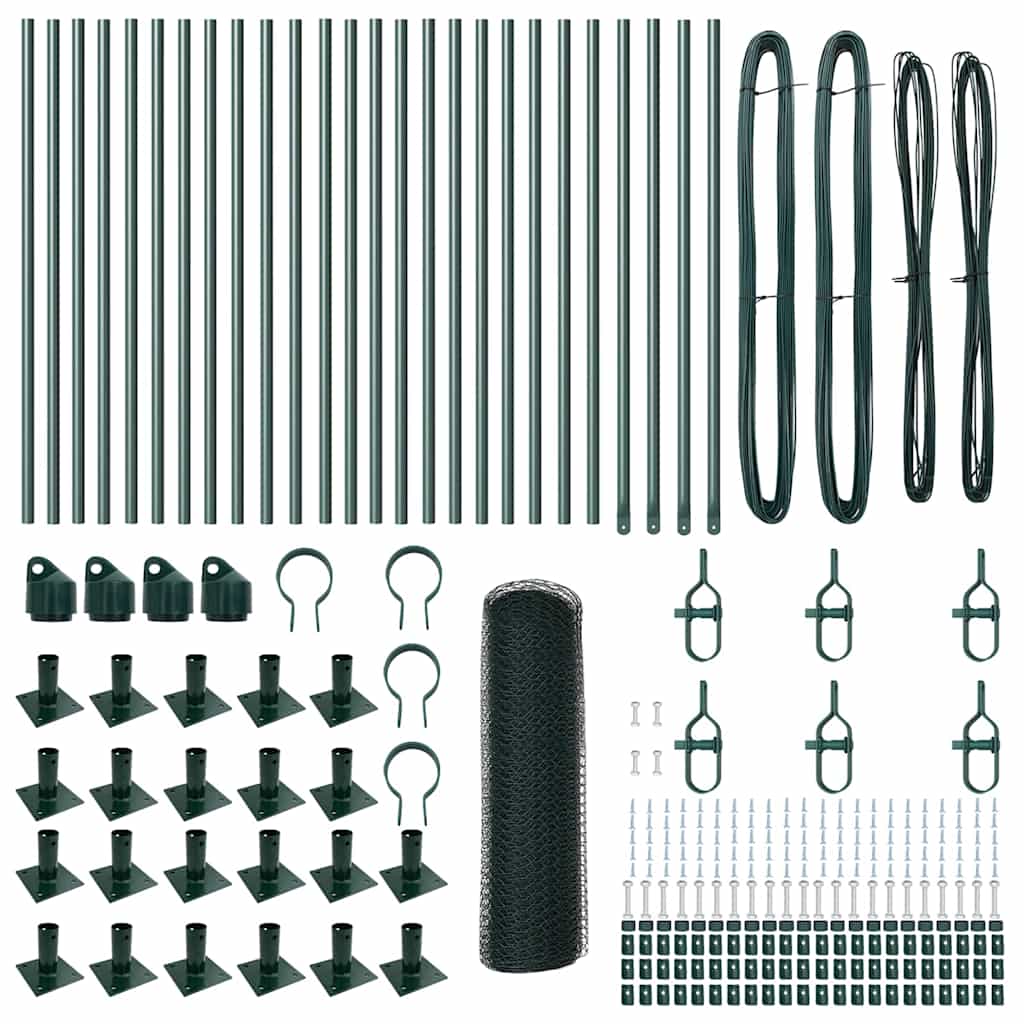 Afrasteringspaal Groen 50 x 1 m (13 mm gaas) Staal en PVC