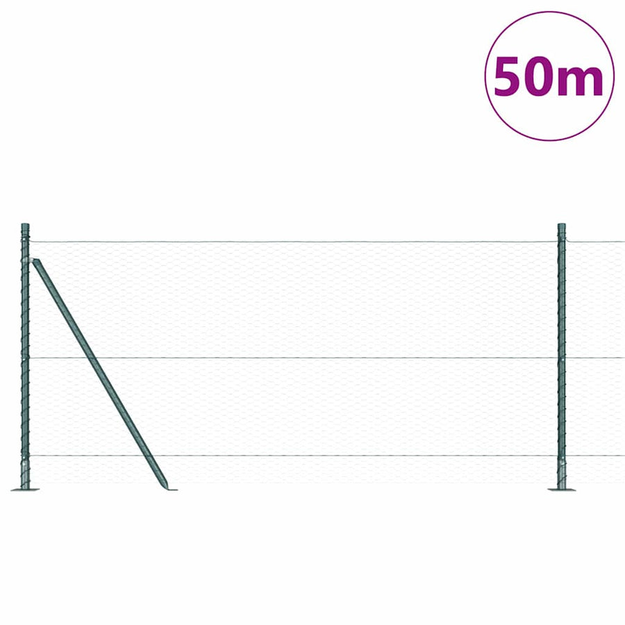 Afrasteringspaal Groen 50 x 1 m (25 mm gaas) Staal en PVC