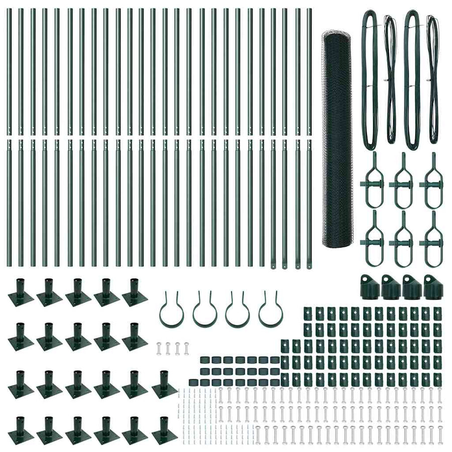 Afrasteringspaal Groen 50 x 1,2 m (13 mm gaas) Staal en PVC
