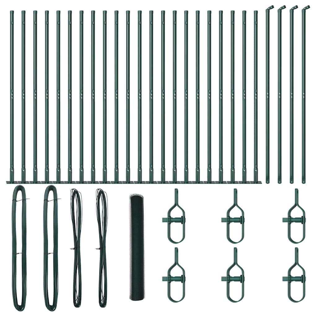 Afrasteringspaal Groen 50 x 1,2 m (25 mm gaas) Staal en PVC
