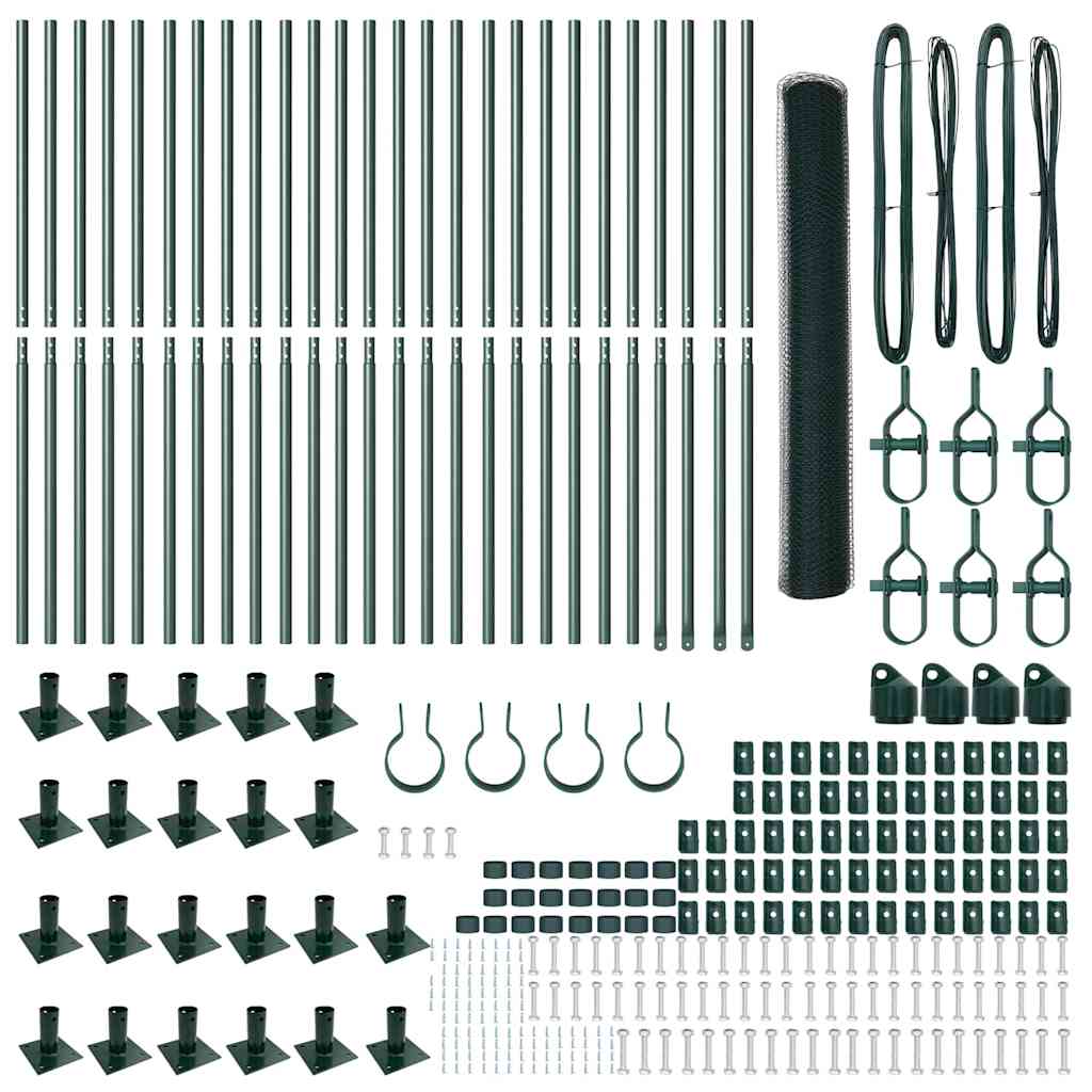 Afrasteringspaal Groen 50 x 1,2 m (25 mm gaas) Staal en PVC