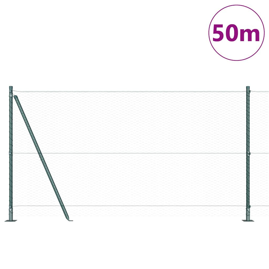 Afrasteringspaal Groen 50 x 1,2 m (25 mm gaas) Staal en PVC