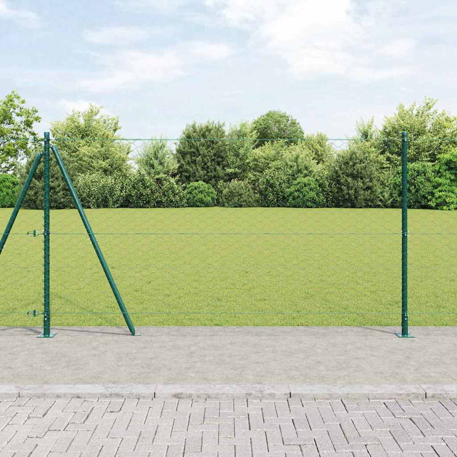 Afrasteringspaal Groen 50 x 1,2 m (50 mm gaas) Staal en PVC