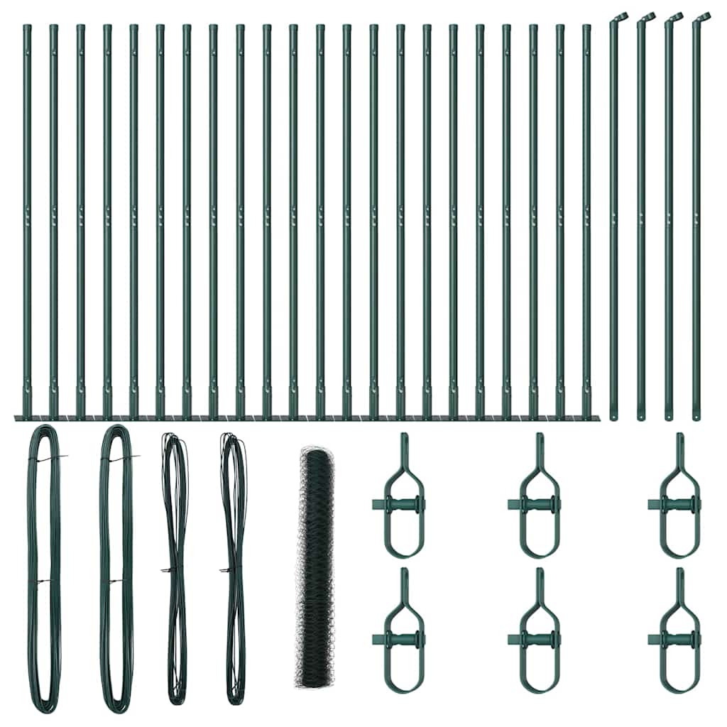 Afrasteringspaal Groen 50 x 1,2 m (50 mm gaas) Staal en PVC