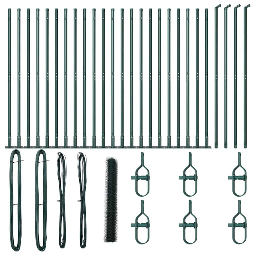 Afrasteringspaal Groen 50 x 1,2 m (50 mm gaas) Staal en PVC
