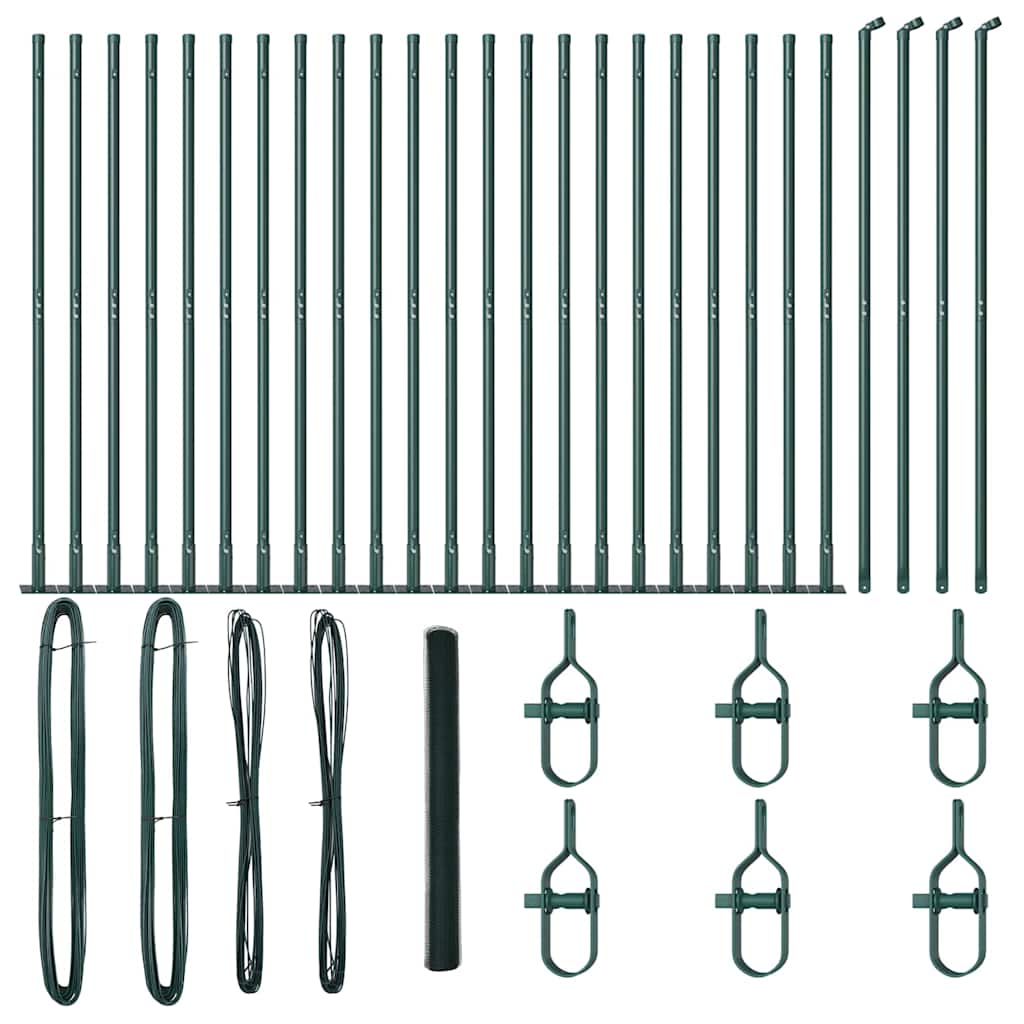 Afrasteringspaal Groen 50 x 1,4 m (25 mm gaas) Staal en PVC