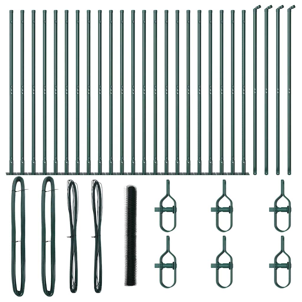 Afrasteringspaal Groen 50 x 1,5 m (50 mm gaas) Staal en PVC