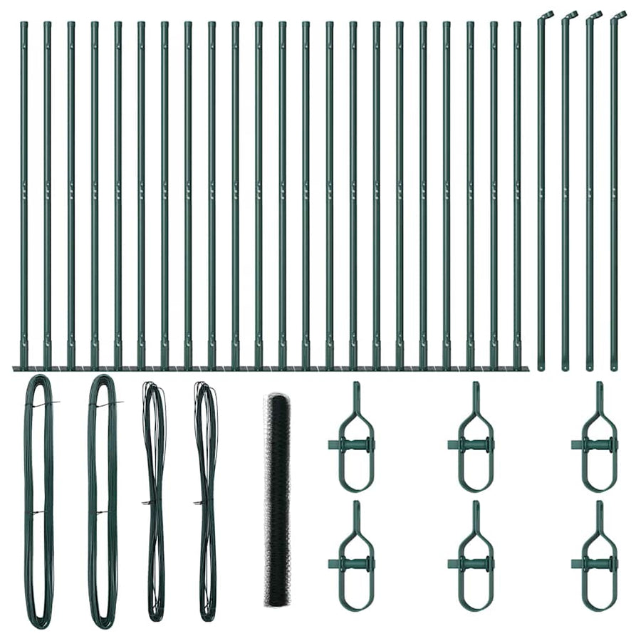 Afrasteringspaal Groen 50 x 1,5 m (50 mm gaas) Staal en PVC