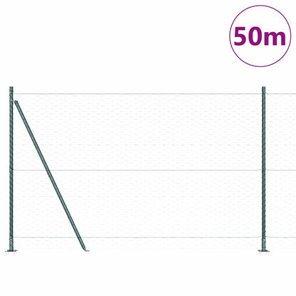 Afrasteringspaal Groen 50 x 1,5 m (50 mm gaas) Staal en PVC