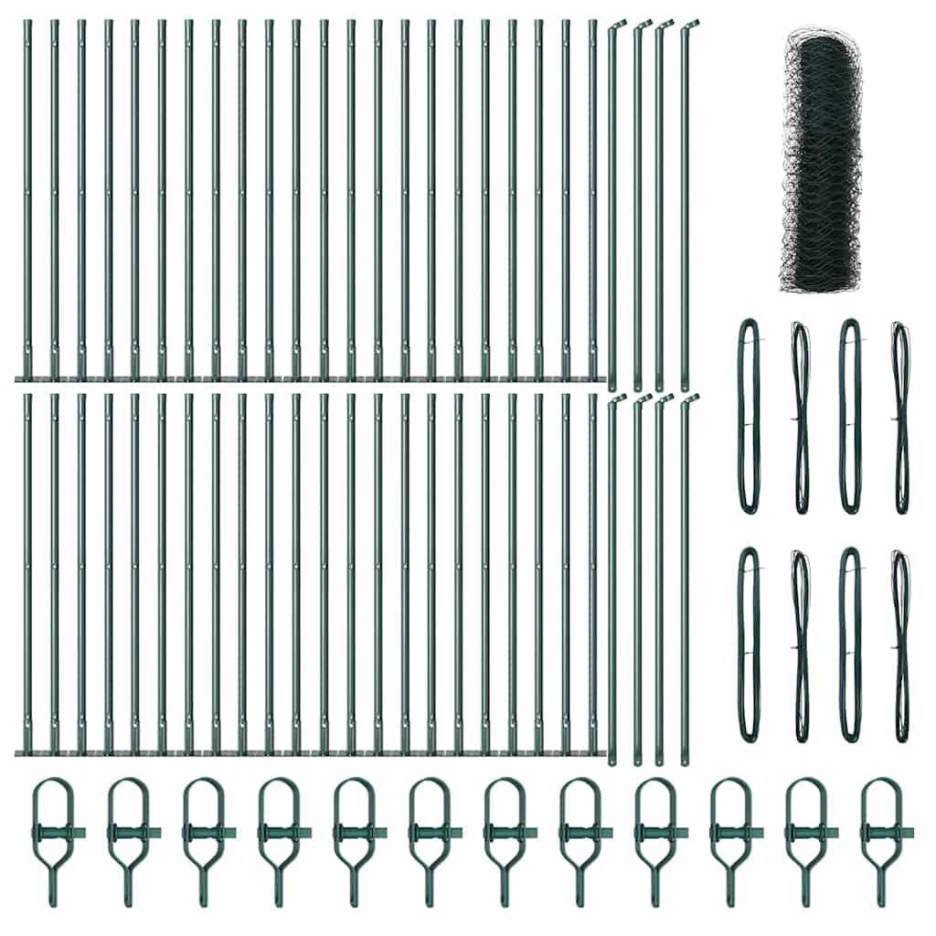 Afrasteringspaal Groen 100 x 0,4 m (50 mm gaas) Staal en PVC