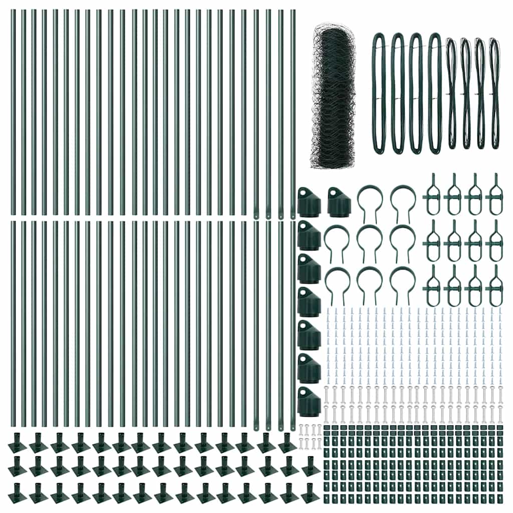 Afrasteringspaal Groen 100 x 0,4 m (50 mm gaas) Staal en PVC