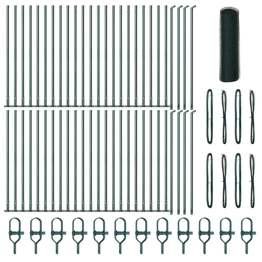 Afrasteringspaal Groen 100 x 0,8 m (25 mm gaas) Staal en PVC