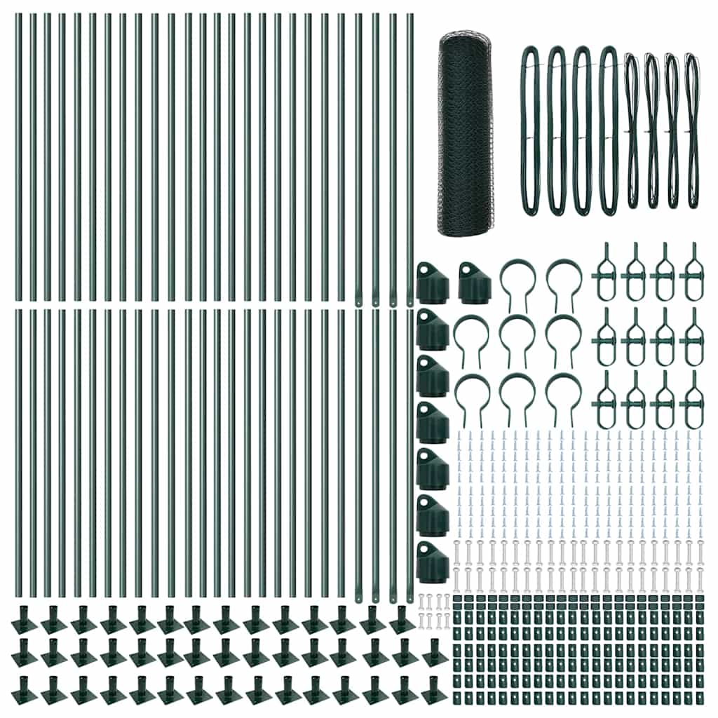 Afrasteringspaal Groen 100 x 0,8 m (25 mm gaas) Staal en PVC