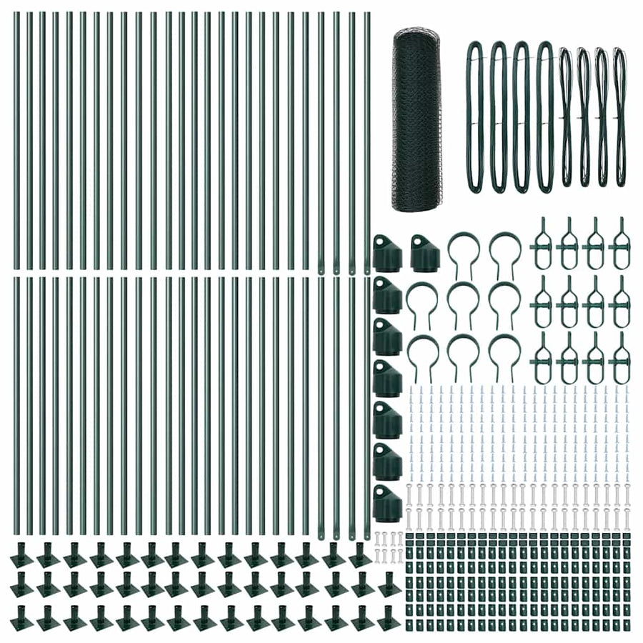 Afrasteringspaal Groen 100 x 1 m (25 mm gaas) Staal en PVC