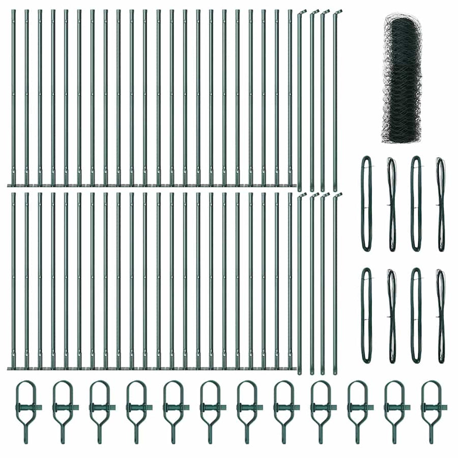 Afrasteringspaal Groen 100 x 1 m (50 mm gaas) Staal en PVC