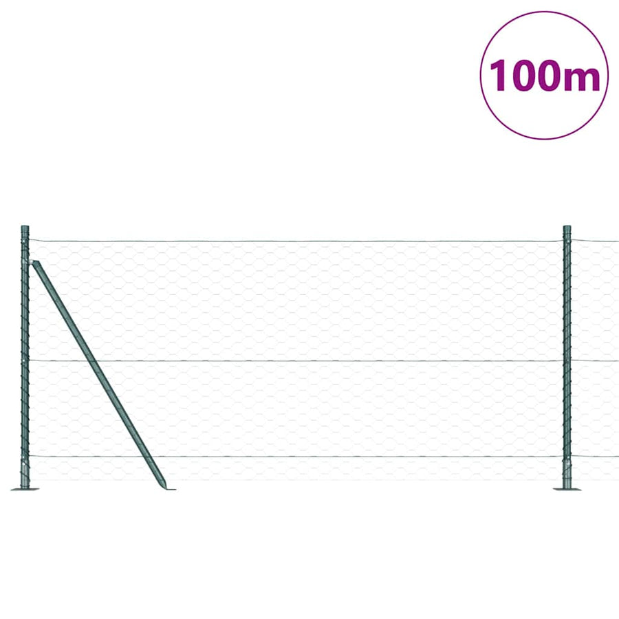 Afrasteringspaal Groen 100 x 1 m (50 mm gaas) Staal en PVC