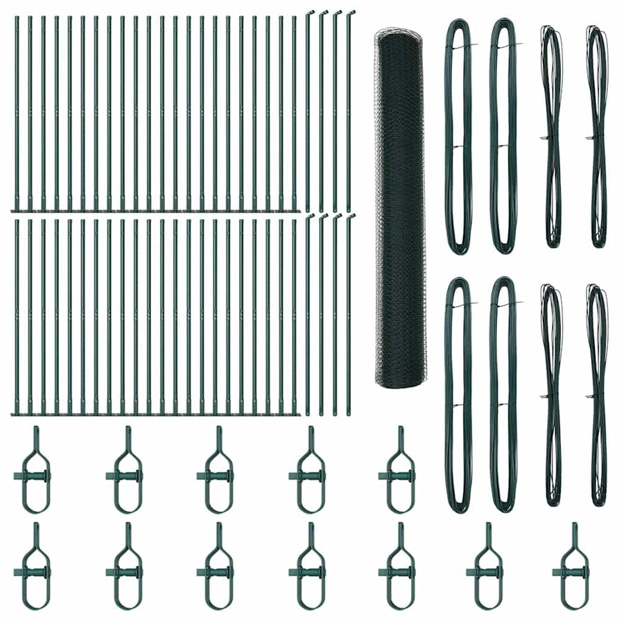 Afrasteringspaal Groen 100 x 1,2 m (13 mm gaas) Staal en PVC