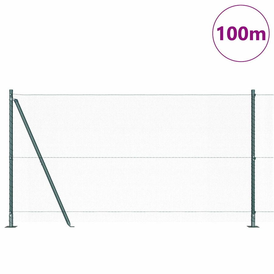 Afrasteringspaal Groen 100 x 1,2 m (13 mm gaas) Staal en PVC