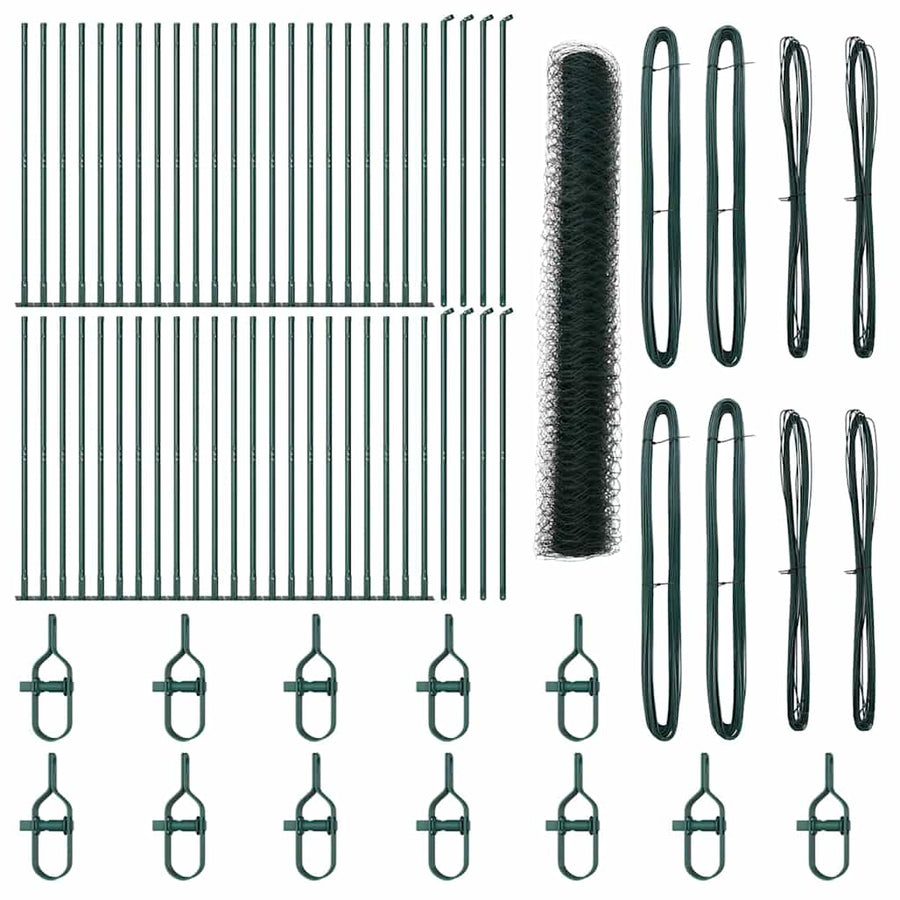 Afrasteringspaal Groen 100 x 1,2 m (50 mm gaas) Staal en PVC