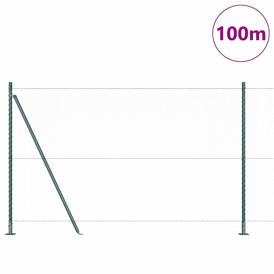 Afrasteringspaal Groen 100 x 1,4 m (25 mm gaas) Staal en PVC