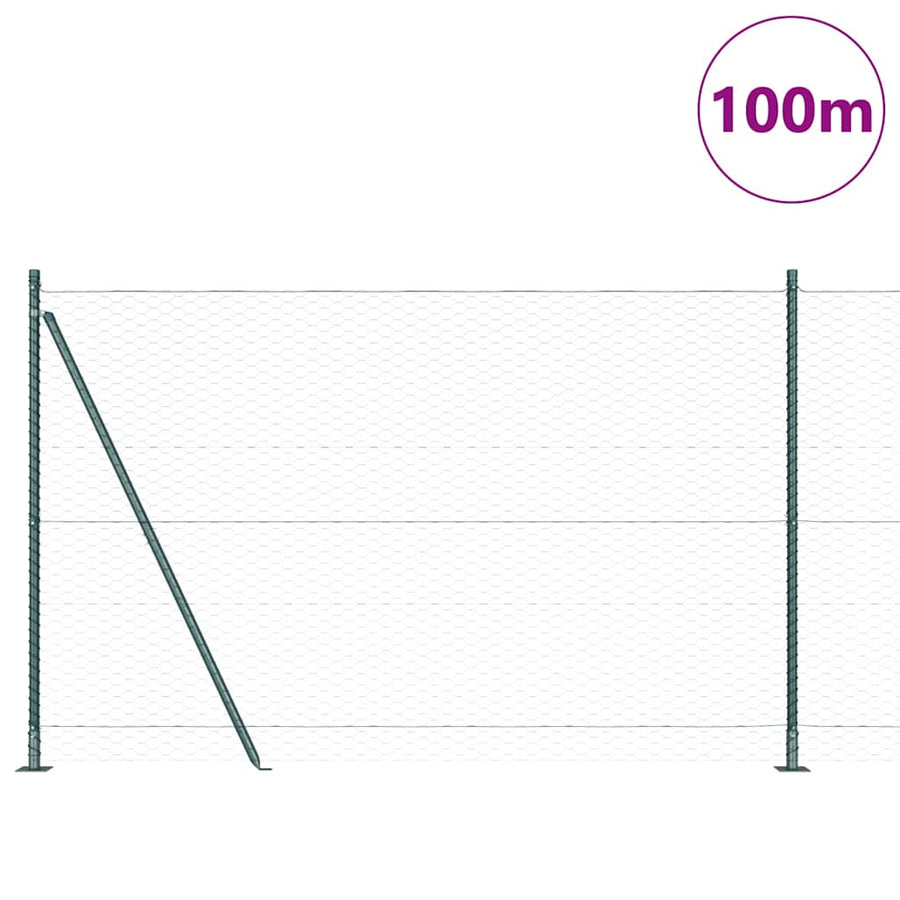 Afrasteringspaal Groen 100 x 1,4 m (36 mm gaas) Staal en PVC