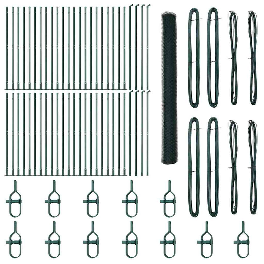 Afrasteringspaal Groen 100 x 1,5 m (25 mm gaas) Staal en PVC