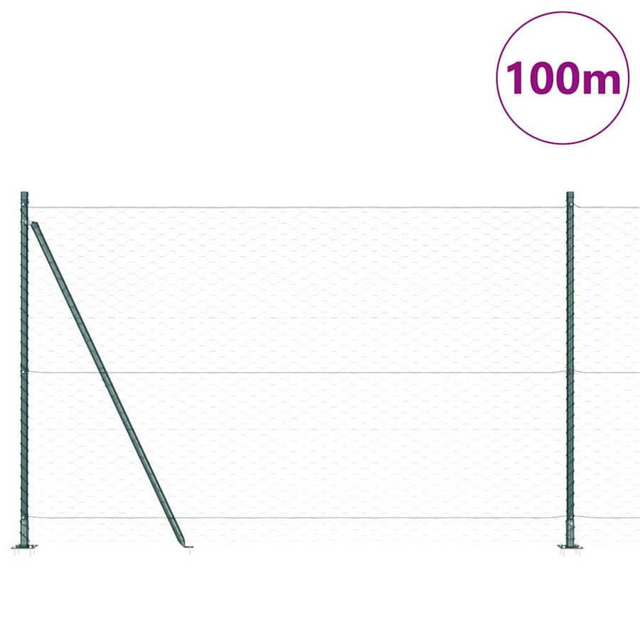Afrasteringspaal Groen 100 x 1,5 m (50 mm gaas) Staal en PVC