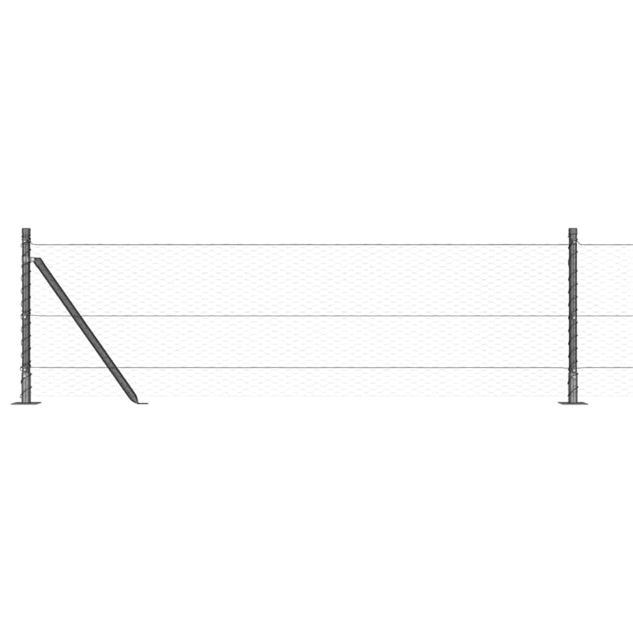 Afrasteringspaal Grijs 10 x 0,4 m (25 mm gaas) Staal en PVC